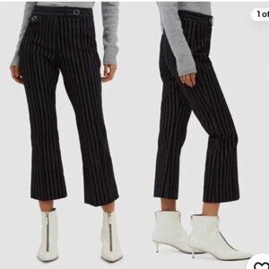 EUC Derek Lam 10 Crosby Navy Velvet Striped Cropped Flare Trousers